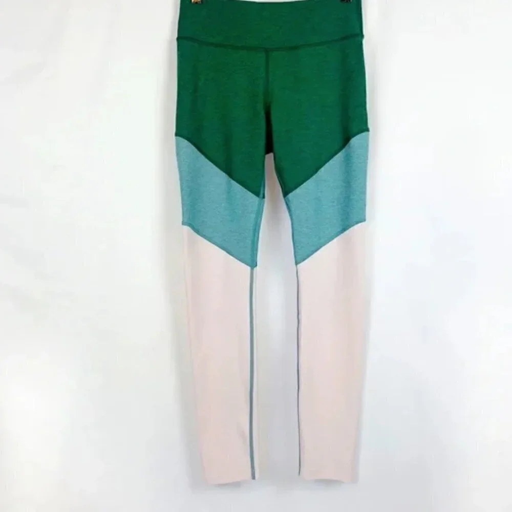 ** Outdoor Voices Green Colorblock Leggings Pink Green Small